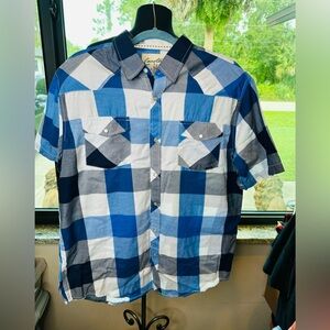Coastal Men's Blue Plaid Button Up Shirt size XL